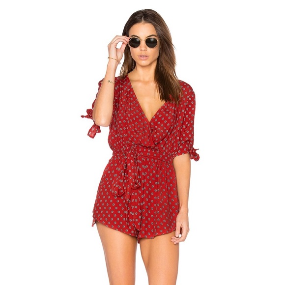 Faithfull the Brand Pants - FAITHFULL THE BRAND Red Floral Short Romper